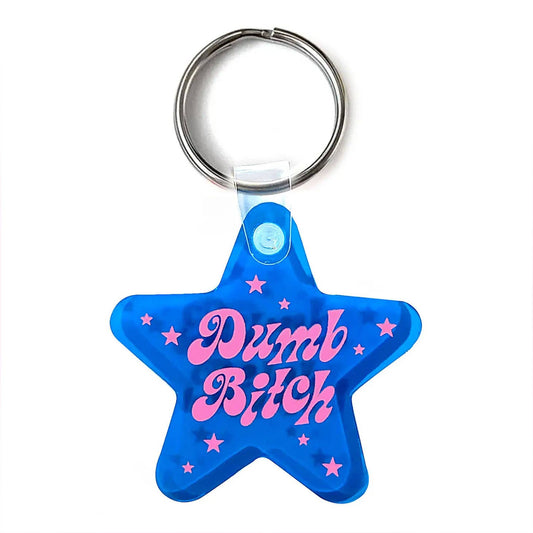 "Dumb Bitch" Star Shaped Vinyl Keychain (Krystan Saint Cat)