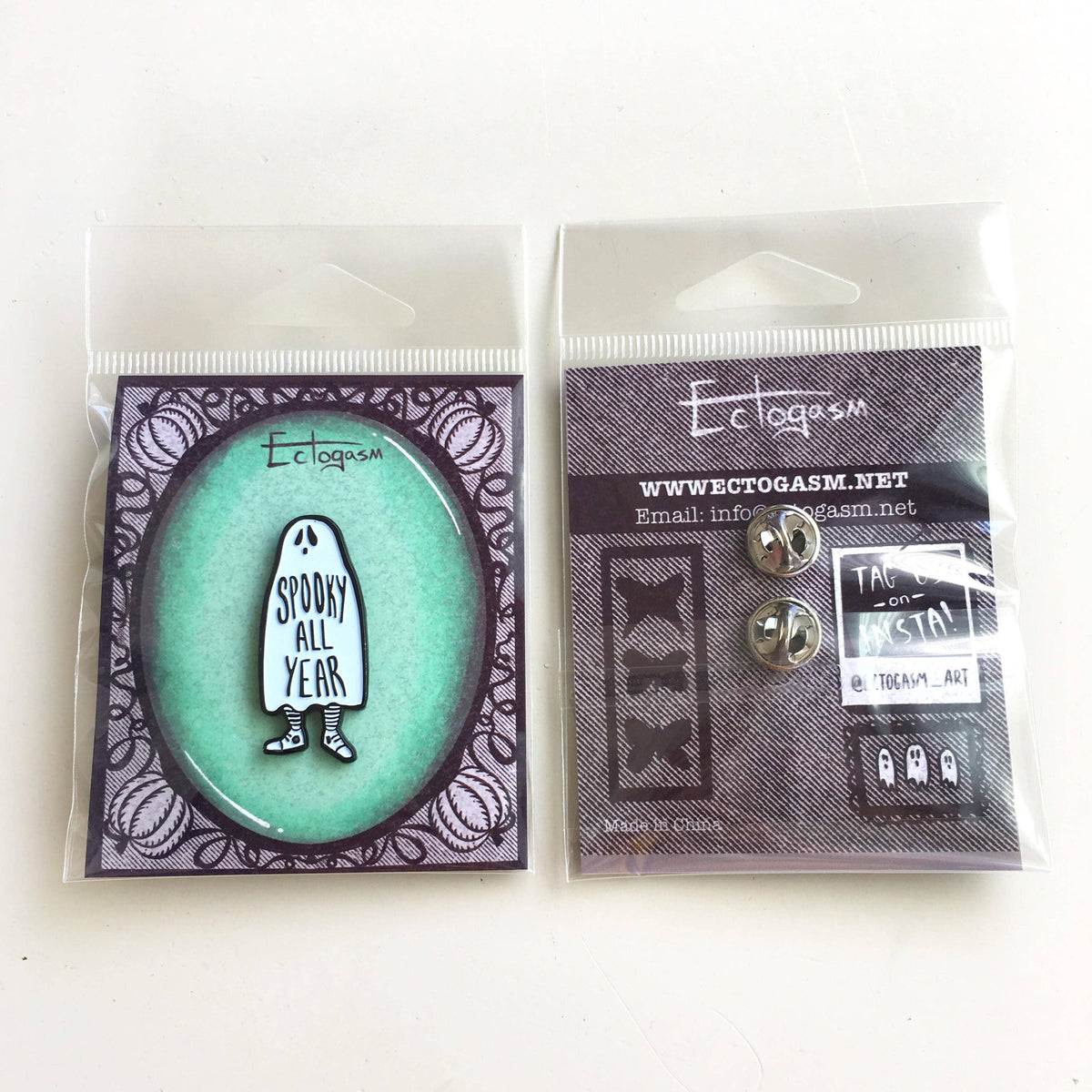 Spooky All Year Ghost Enamel Pin for Halloween (Ectogasm)