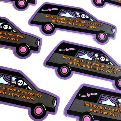 "Bad Driver" Grim Reaper Fall Hit The Curb Vinyl Sticker (Krystan Saint Cat)