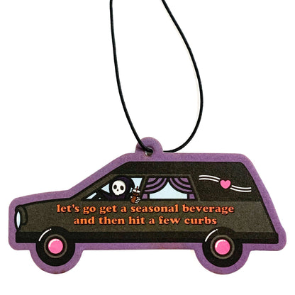 Grim Reaper Coffee "Hit Curbs" Pumpkin Spice Air Freshener (Krystan Saint Cat)