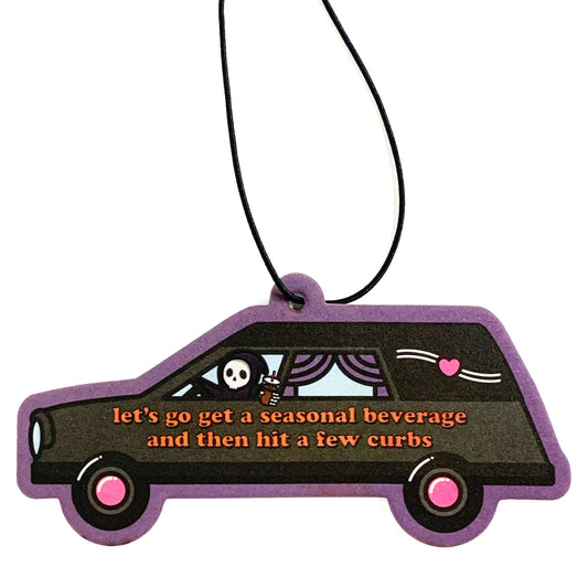 Grim Reaper Coffee "Hit Curbs" Pumpkin Spice Air Freshener (Krystan Saint Cat)