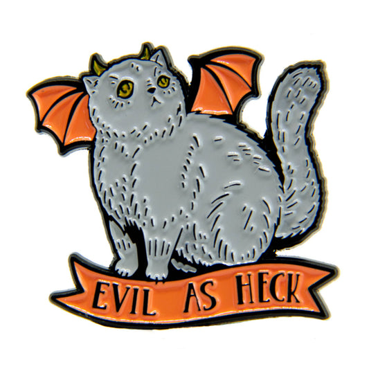"Evil As Heck" Halloween Devil Cat Enamel Pin (Ectogasm)