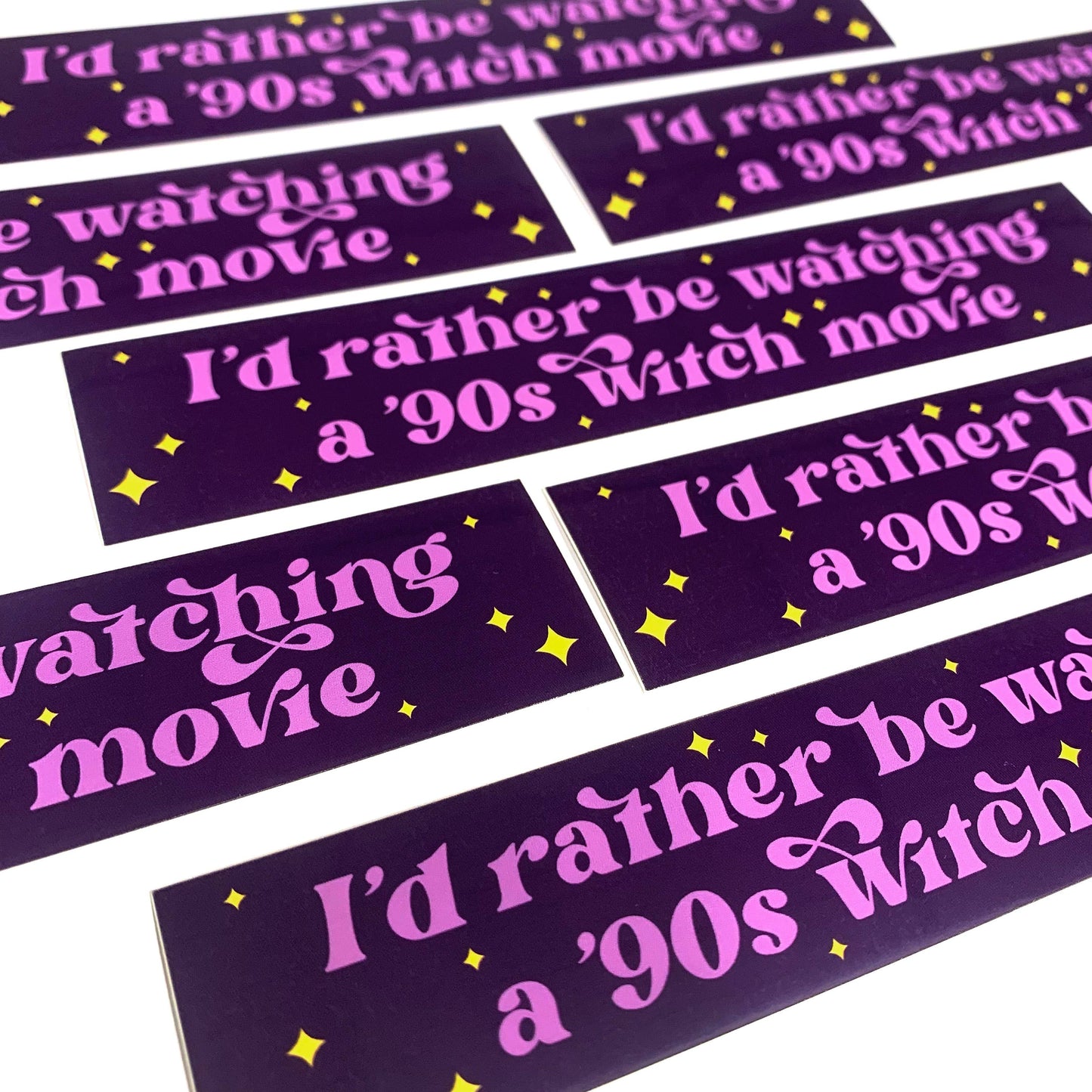 "I'd Rather Be Watching a 90s Witch Movie" Vinyl Sticker (Krystan Saint Cat)