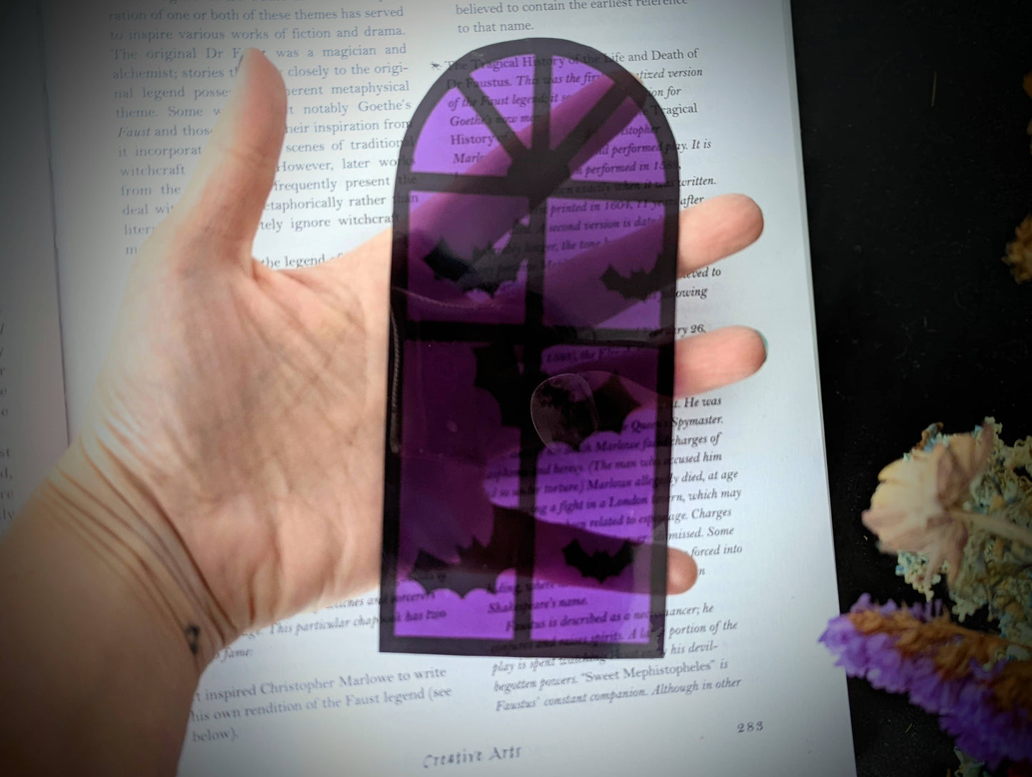 Dark Veinlet - Clear Bookmark - Purple Halloween Window Goth Gothic Horror