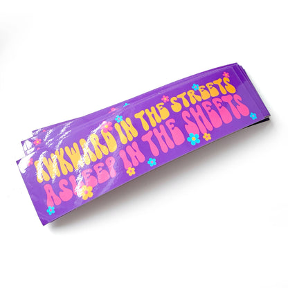 "Awkward In The Streets Asleep In The Sheets" Vinyl Sticker (Krystan Saint Cat)