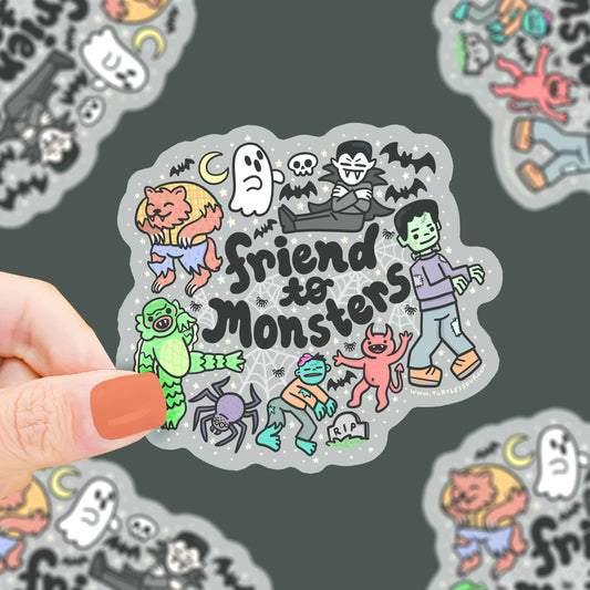 "Friend to Monsters" Halloween Vinyl Sticker (Turtle's Soup)