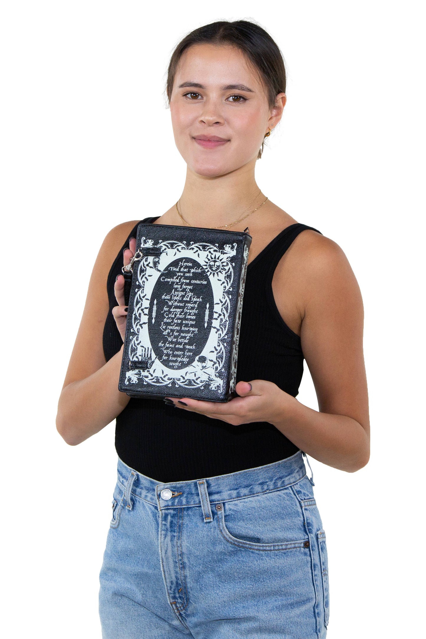 Glow in the Dark Book of Spells Clutch Bag, Witchy Spellbook Purse, Gothic Book Clutch with Wristlet