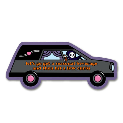 "Bad Driver" Grim Reaper Fall Hit The Curb Vinyl Sticker (Krystan Saint Cat)