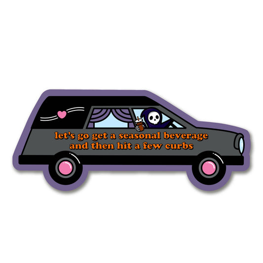 "Bad Driver" Grim Reaper Fall Hit The Curb Vinyl Sticker (Krystan Saint Cat)