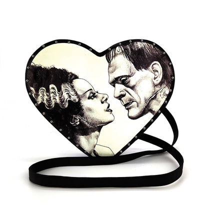 Glow in the Dark Frankenstein Bride Heart Backpack, Gothic Horror Mini Backpack Purse, Convertible Witchy Bag