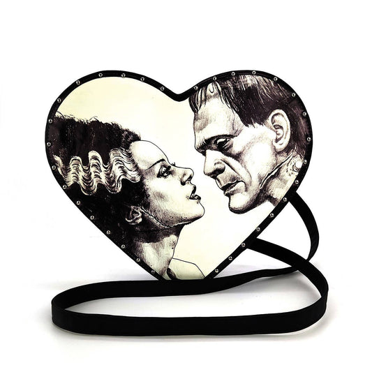 Glow in the Dark Frankenstein Bride Heart Backpack, Gothic Horror Mini Backpack Purse, Convertible Witchy Bag