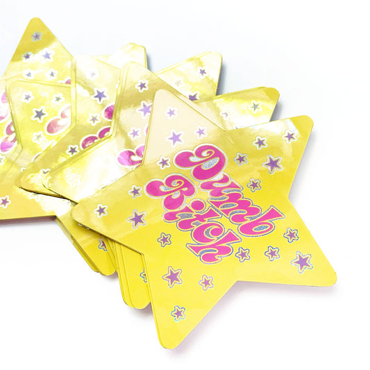 "Dumb Bitch" Star Shaped Glitter Sticker (Krystan Saint Cat)