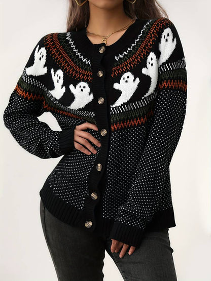 CLEARANCE Ghosts Cardigan Sweater (Orange or Black)