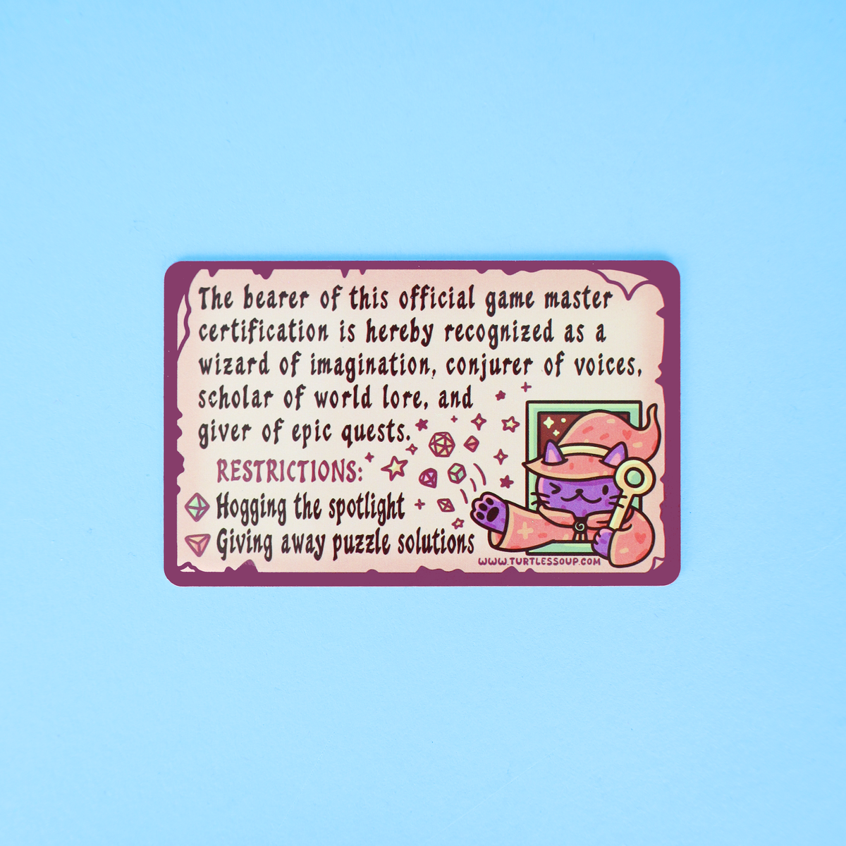 Certified Game Master, Dungeons, Art, Novelty ID Card (Turtle's Soup)