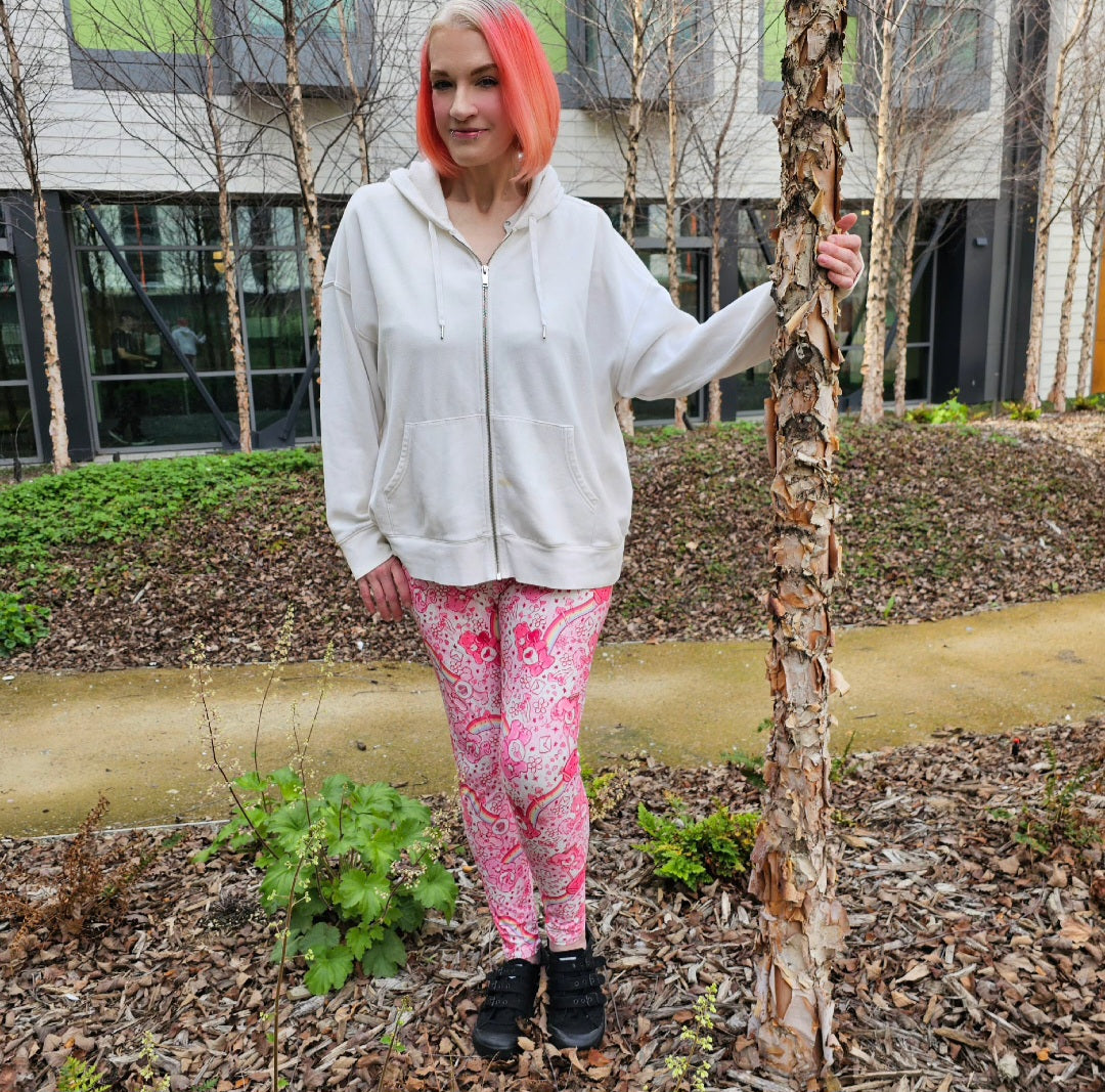 Care Hearts (Semi-Exclusive) - 1980s Cartoon Hearts Valentine's Day Love High-quality Handcrafted Vibrant Leggings