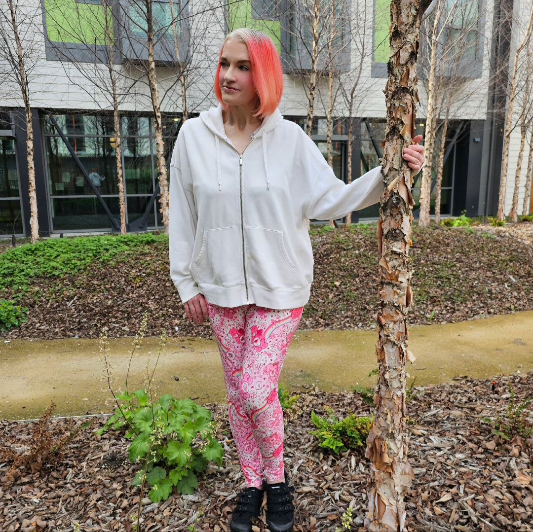 Care Hearts (Semi-Exclusive) - 1980s Cartoon Hearts Valentine's Day Love High-quality Handcrafted Vibrant Leggings