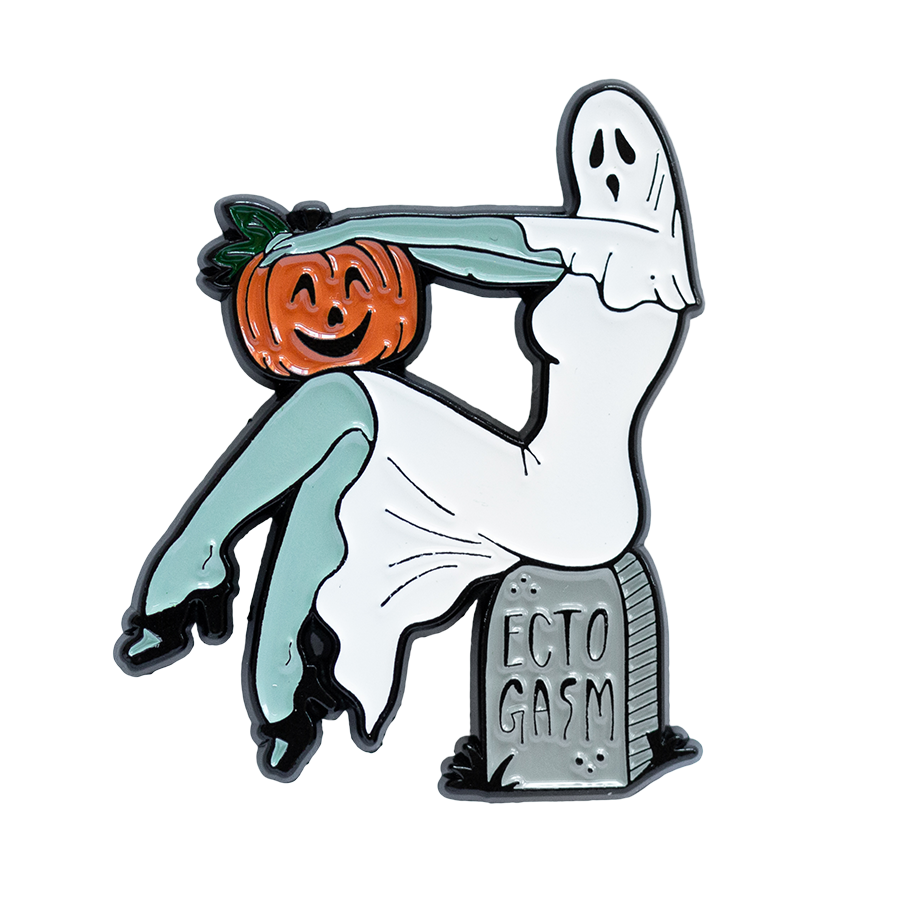 Ectogasm - Vintage Pinup Ghost Enamel Pin Halloween Accessory