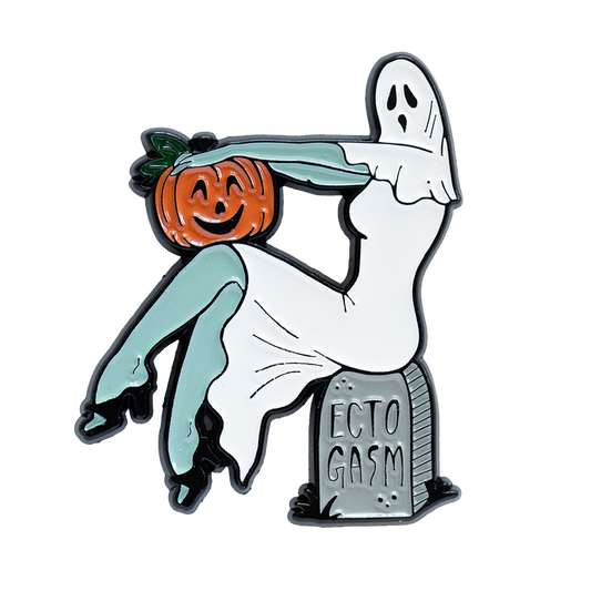 Ectogasm - Vintage Pinup Ghost Enamel Pin Halloween Accessory