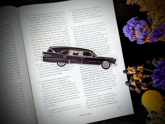 Dark Veinlet - Clear Bookmark - Vintage Hearse Mortuary Goth Gothic Horror