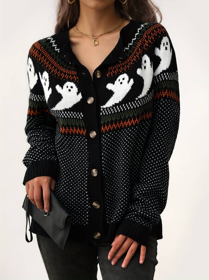 CLEARANCE Ghosts Cardigan Sweater (Orange or Black)