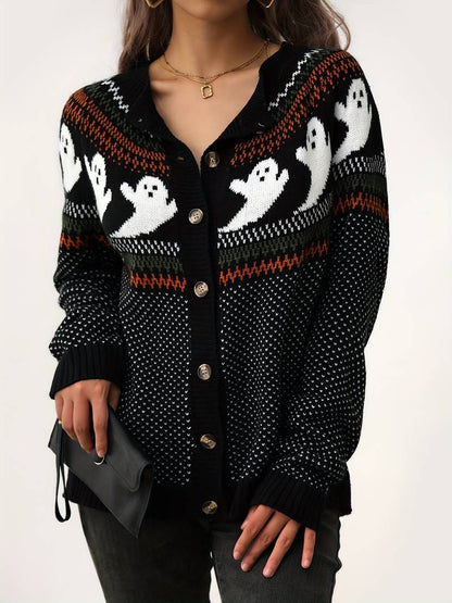 CLEARANCE Ghosts Cardigan Sweater (Orange or Black)