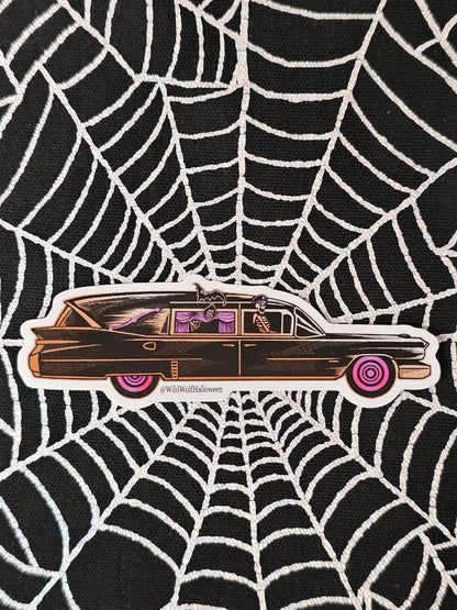 Hearse Car Vinyl Sticker (Wild Wolf Halloween)