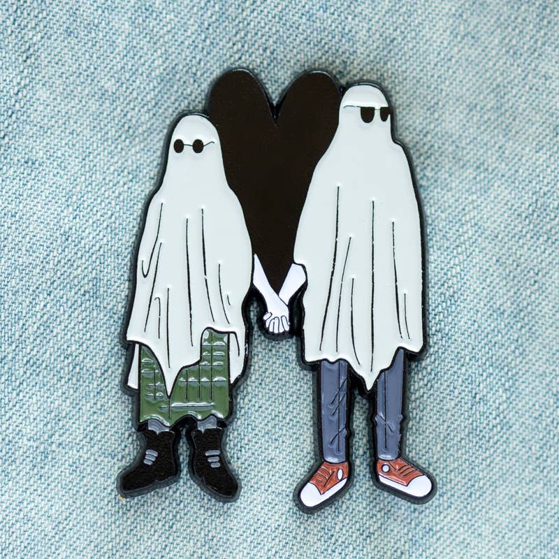 Emo Ghost Couple Enamel Pin Romantic Gift Halloween (Ectogasm)