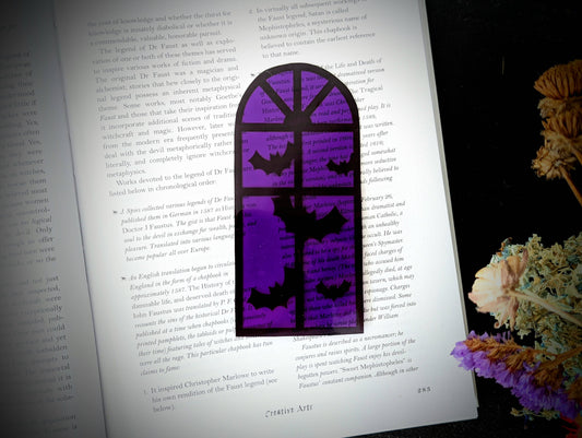 Dark Veinlet - Clear Bookmark - Purple Halloween Window Goth Gothic Horror