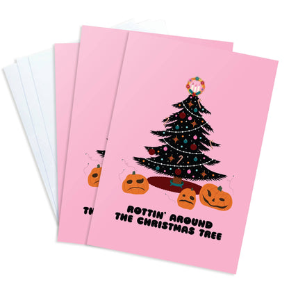 "Rottin' Around The Christmas Tree" Spooky Holiday Card (Krystan Saint Cat)