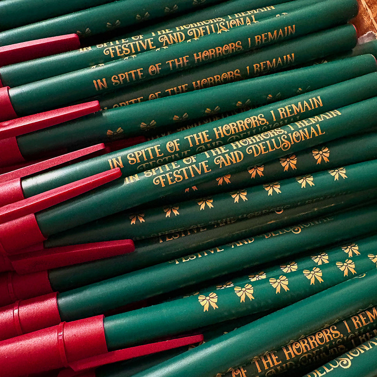 "In Spite of The Horrors" Festive Christmas Ballpoint Pen (Krystan Saint Cat)