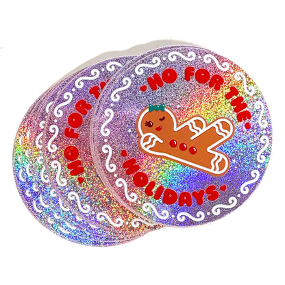 "Ho For The Holidays" Christmas Holographic Glitter Sticker (Krystan Saint Cat)