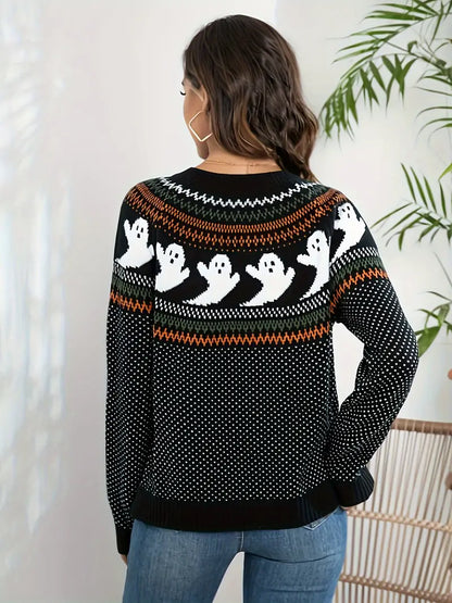 CLEARANCE Ghosts Cardigan Sweater (Orange or Black)