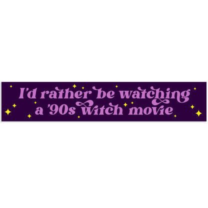 "I'd Rather Be Watching a 90s Witch Movie" Vinyl Sticker (Krystan Saint Cat)
