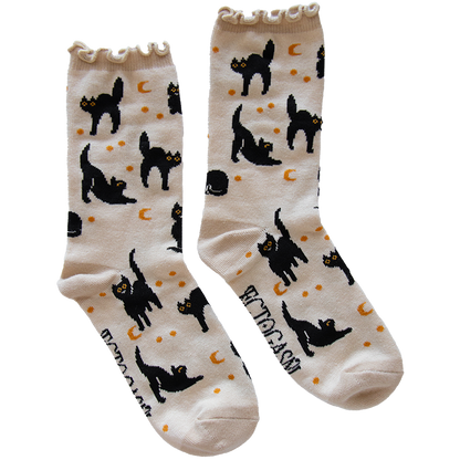 Black Cat Ruffle Socks