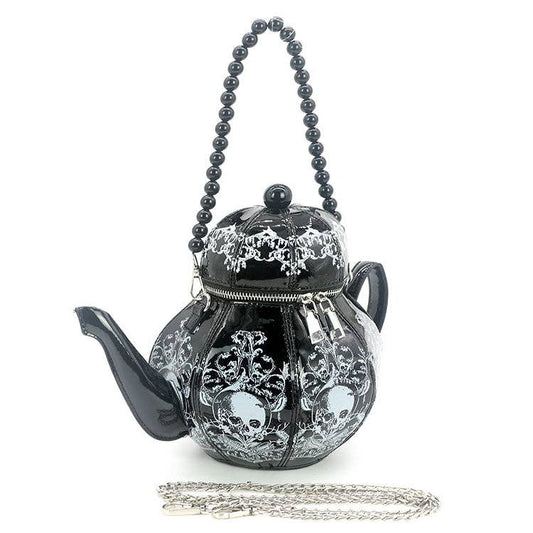 Goth Teapot Bag, Witchy Teapot Purse, Gothic Novelty Crossbody Bag, Dark Academia Statement Handbag