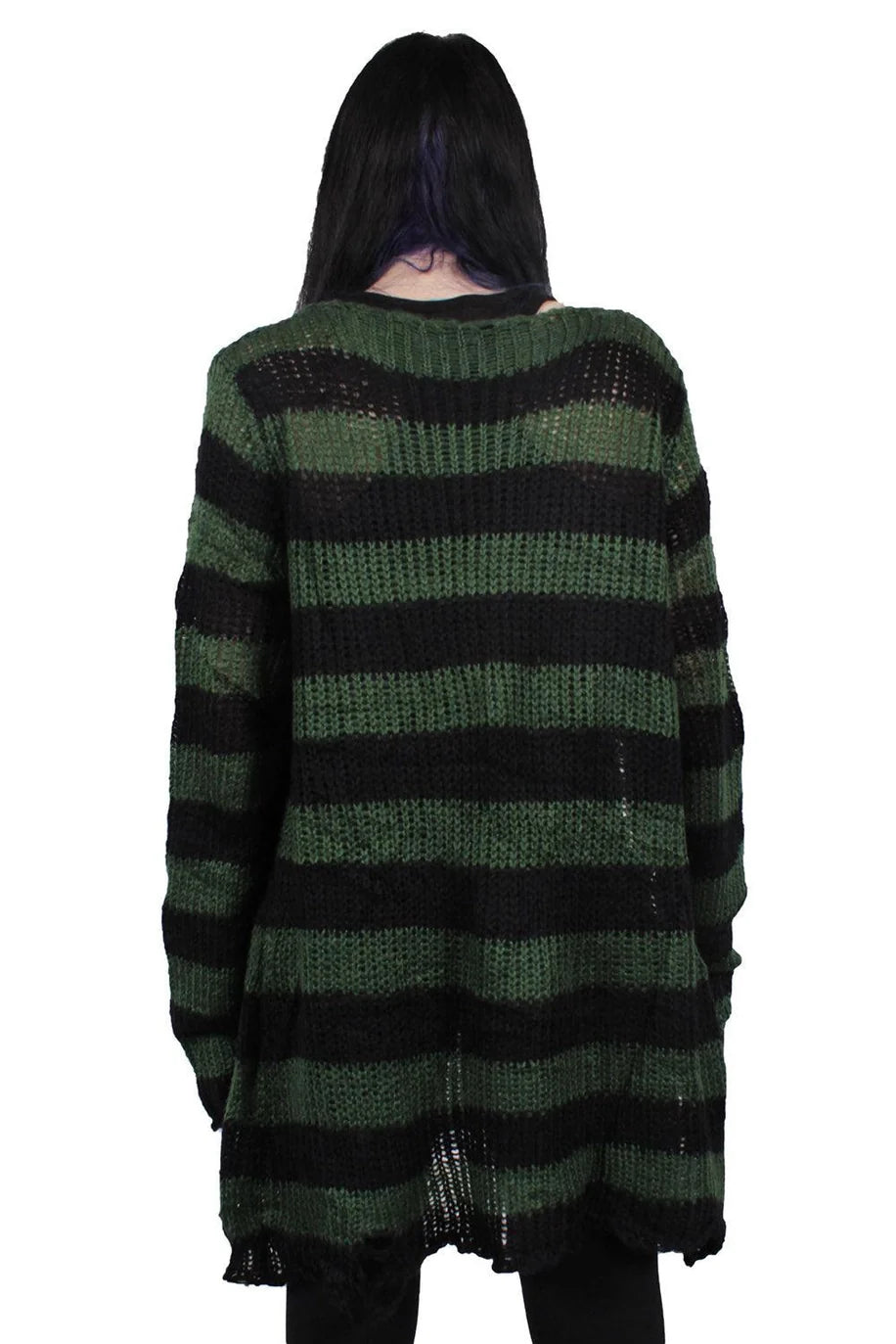 Distressed Sweater - Green/Black -  READY TO SHIP