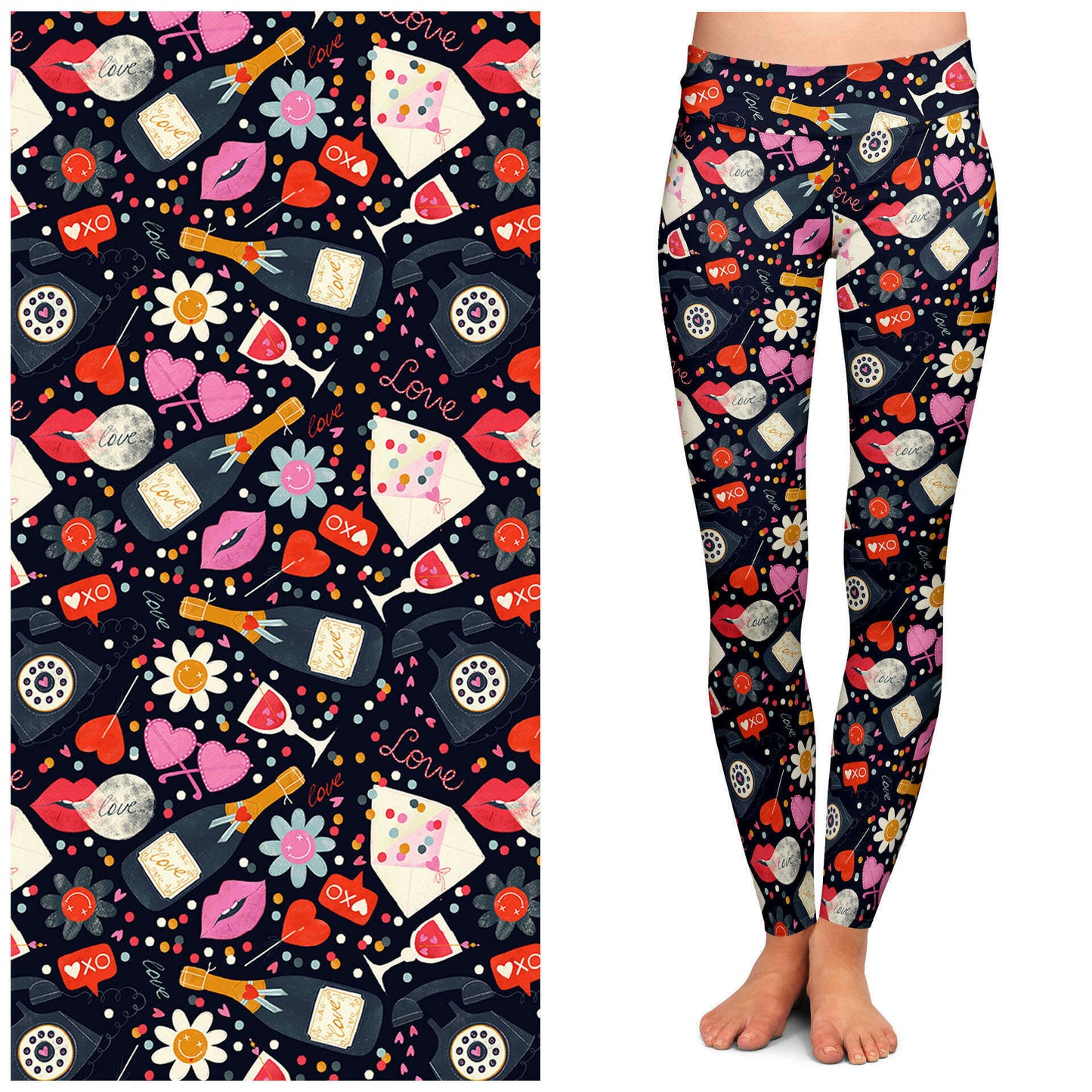 "Love Struck" Buttery Soft Leggings by Lipstick & Chrome One Size