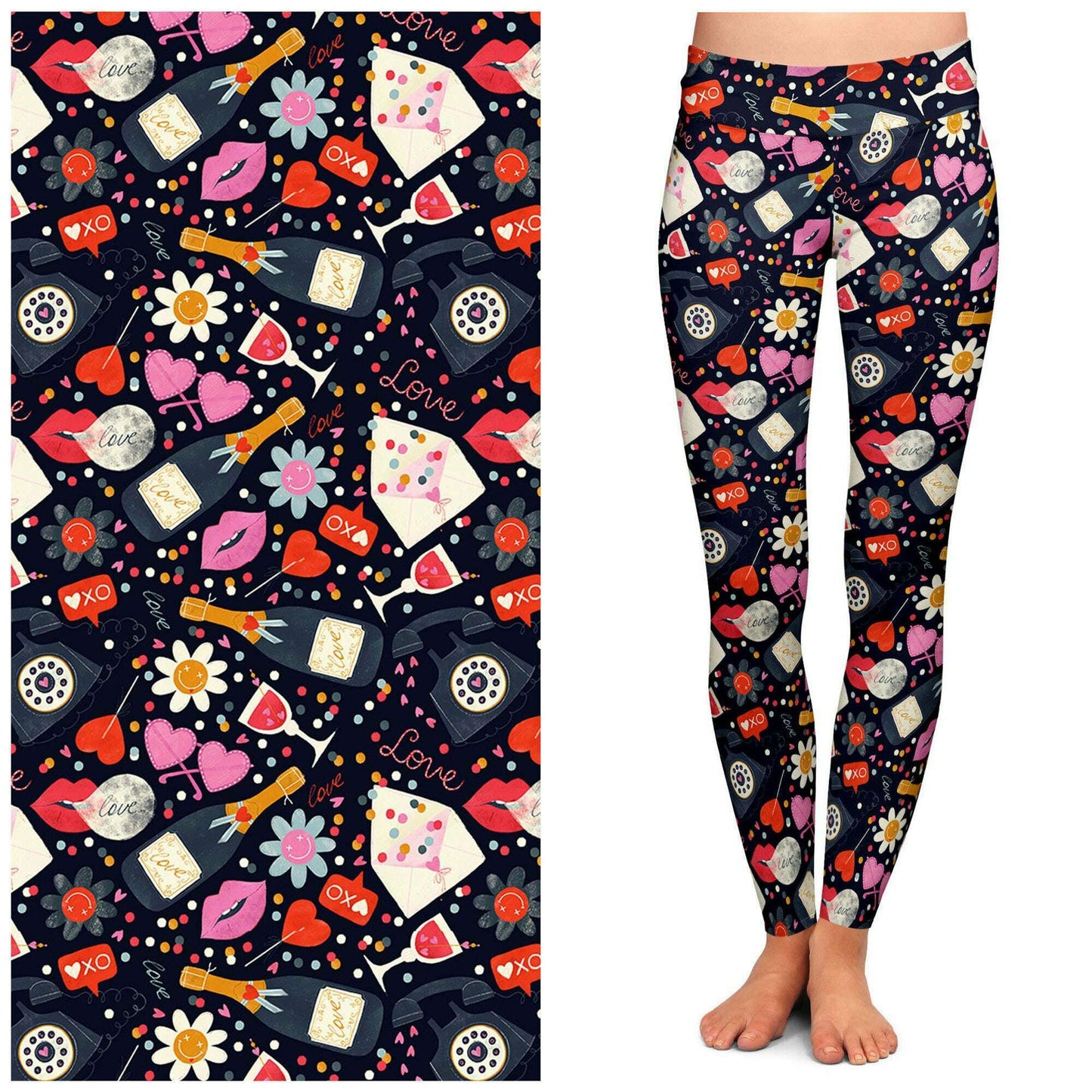 "Love Struck" Buttery Soft Leggings by Lipstick & Chrome One Size