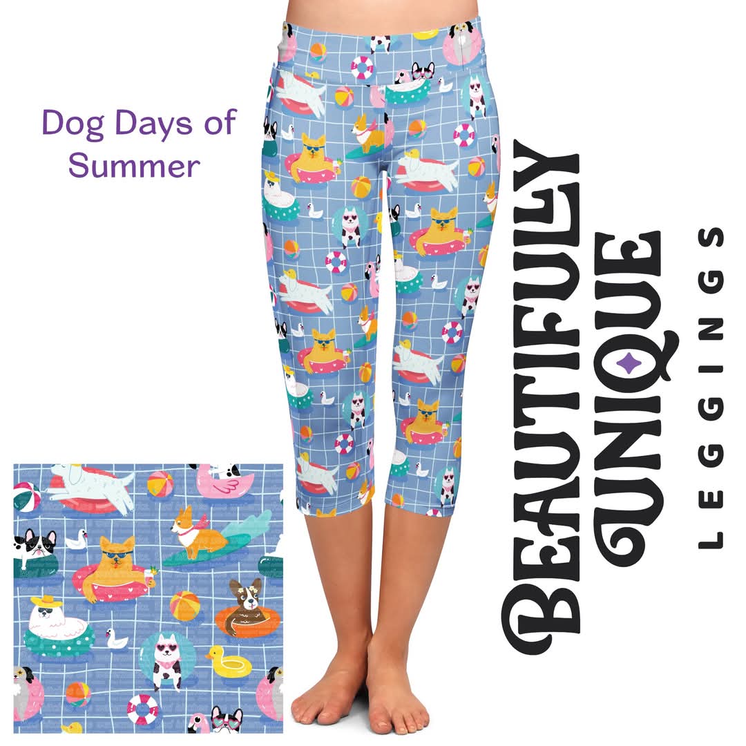 Dog Days of Summer Capris & Biker Shorts (Exclusive) - High-quality Handcrafted Vibrant Leggings