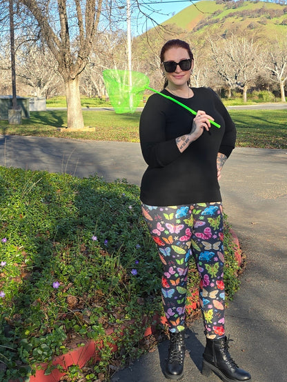 Rainbow Butterflies Leggings - High-quality Handcrafted Vibrant Spring Easter