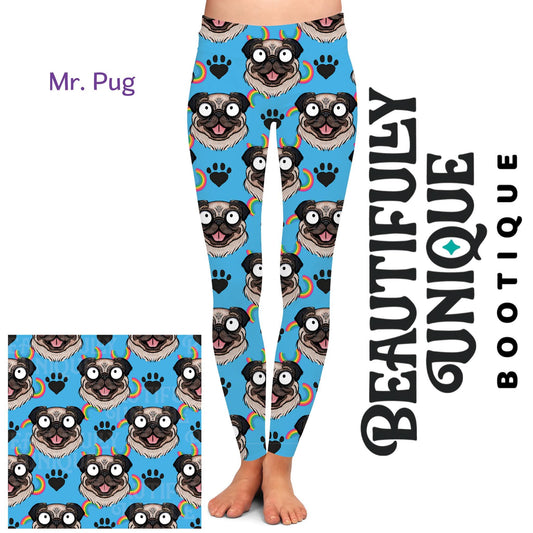 PRE-ORDER: Mr. Pug Exclusive Leggings - High-quality Handcrafted Vibrant Dog Mom Canine Dogs Pugs