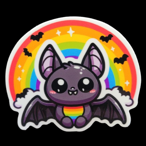 Spooky Cute Bat Rainbow Pride Sticker