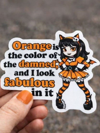 "Orange is My Favorite Color" Goth Creepy Cute Vinyl Sticker (3"x2")