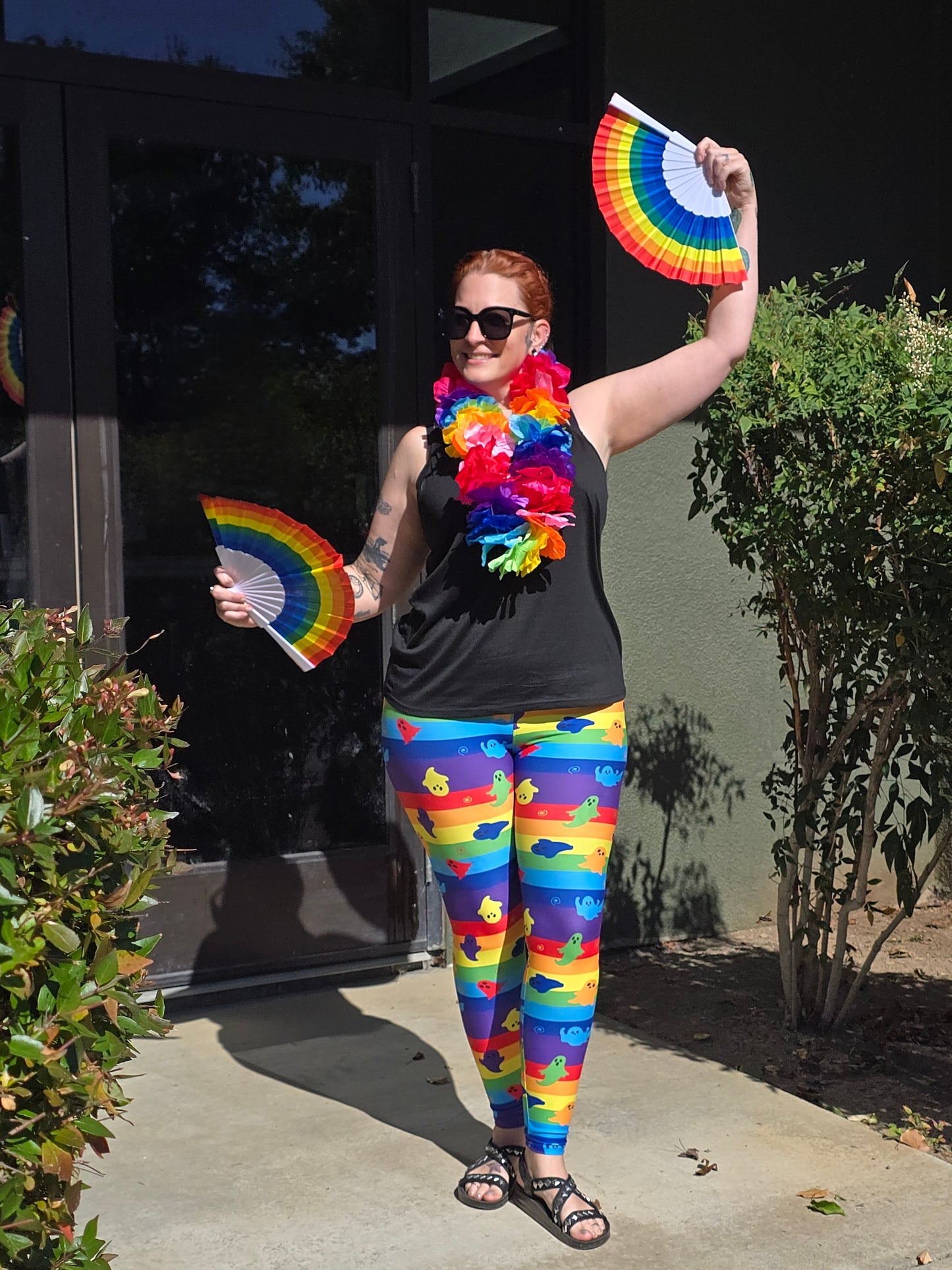 Ghostie Pride Exclusive Leggings - High-quality Handcrafted Vibrant LGBTQ+ Rainbow Ghosts