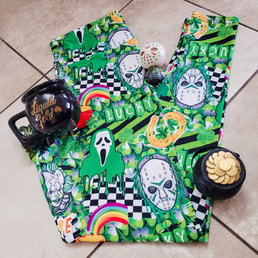 Pinch Me Kill Me (Semi-Exclusive) - Horror Jigsaw Ghostface Pennywise Jason St Patrick's Day High-quality Handcrafted Vibrant Leggings