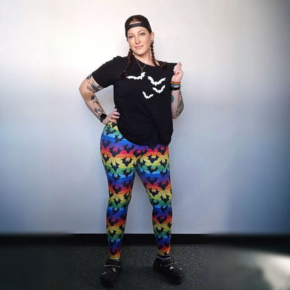 Rainbow Bats (Exclusive) - High-quality Handcrafted Vibrant Leggings