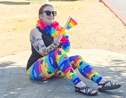 Ghostie Pride Exclusive Leggings - High-quality Handcrafted Vibrant LGBTQ+ Rainbow Ghosts