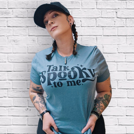 "Talk Spooky To Me Tee" — Graphic T‑Shirt