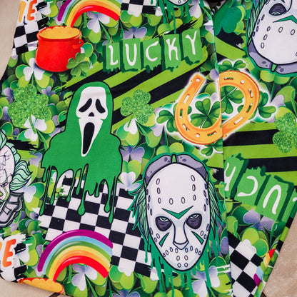 Pinch Me Kill Me (Semi-Exclusive) - Horror Jigsaw Ghostface Pennywise Jason St Patrick's Day High-quality Handcrafted Vibrant Leggings