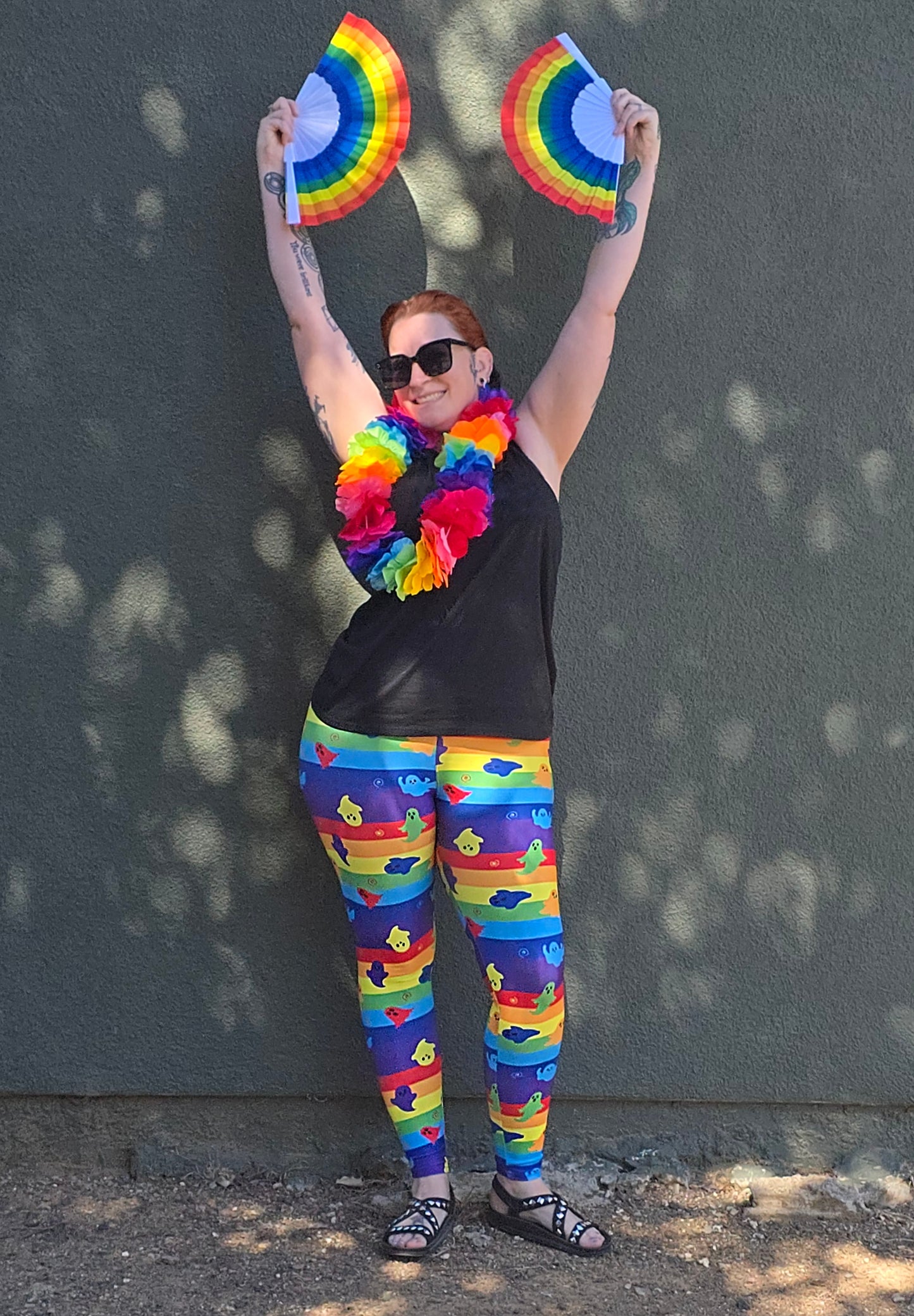 Ghostie Pride Exclusive Leggings - High-quality Handcrafted Vibrant LGBTQ+ Rainbow Ghosts